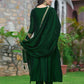 Anarkali Embroidered Kurta With Pant & Dupatta, Bottle-Green - Hiral Fashion