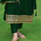 Anarkali Embroidered Kurta With Pant & Dupatta, Bottle-Green - Hiral Fashion