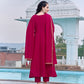 Anarkali Embroidered Kurta With Pant & Dupatta, Pink - Hiral Fashion