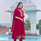 Anarkali Embroidered Kurta With Pant & Dupatta, Pink - Hiral Fashion