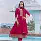 Anarkali Embroidered Kurta With Pant & Dupatta, Pink - Hiral Fashion