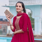 Anarkali Embroidered Kurta With Pant & Dupatta, Pink - Hiral Fashion