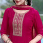 Anarkali Embroidered Kurta With Pant & Dupatta, Pink - Hiral Fashion