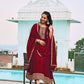 Anarkali Embroidered Kurta With Pant & Dupatta, Maroon - Hiral Fashion