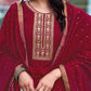 Anarkali Embroidered Kurta With Pant & Dupatta, Maroon - Hiral Fashion