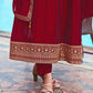 Anarkali Embroidered Kurta With Pant & Dupatta, Maroon - Hiral Fashion