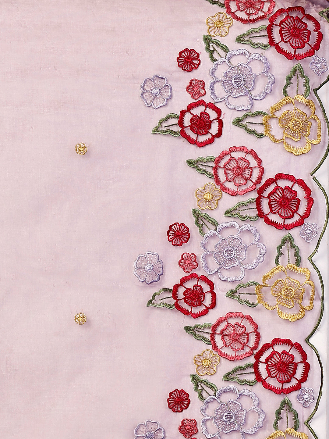 Alia Cut Hand Embroidered & Floral Embroidered Kurta With Pant & Organza Embroidered Dupatta Luxury Premium, Lavender - Hiral Fashion
