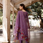 Alia Cut Hand Embroidered & Floral Embroidered Kurta With Pant & Organza Embroidered Dupatta Luxury Premium, Lavender - Hiral Fashion