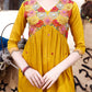 Alia Cut Hand Embroidered & Floral Embroidered Kurta With Pant & Organza Embroidered Dupatta Luxury Premium, Mustard - Hiral Fashion