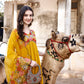 Alia Cut Hand Embroidered & Floral Embroidered Kurta With Pant & Organza Embroidered Dupatta Luxury Premium, Mustard - Hiral Fashion