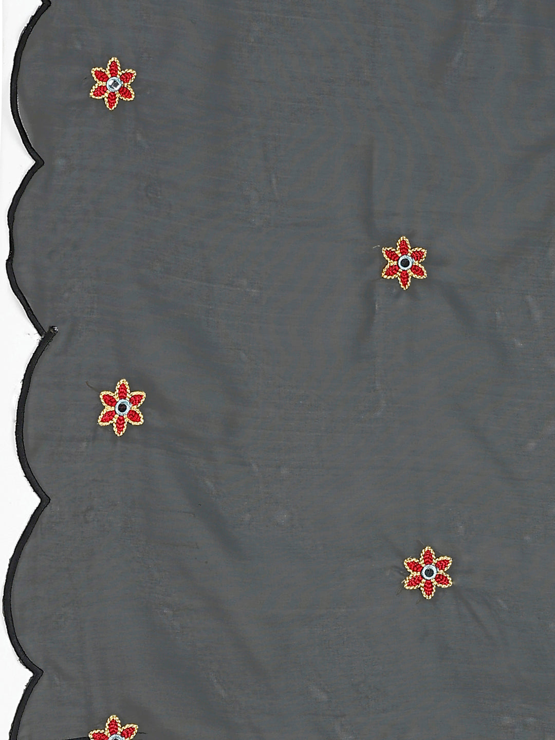 Alia Cut Mirror Embroidered Kurta With Embroidered Pant & Dupatta, Black - Hiral Fashion