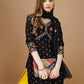 Alia Cut Mirror Embroidered Kurta With Embroidered Pant & Dupatta, Black - Hiral Fashion