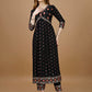 Alia Cut Mirror Embroidered Kurta With Embroidered Pant & Dupatta, Black - Hiral Fashion
