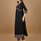 Alia Cut Mirror Embroidered Kurta With Embroidered Pant & Dupatta, Black - Hiral Fashion