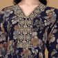Alia Cut Floral Printed & Embroidered Kurta Suit Set, Navy Blue - Hiral Fashion