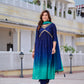 Alia Cut Embroidered Silk Blend Kurta With Pant & Dupatta, Navy Blue - Hiral Fashion