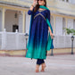 Alia Cut Embroidered Silk Blend Kurta With Pant & Dupatta, Navy Blue - Hiral Fashion