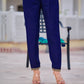Alia Cut Embroidered Silk Blend Kurta With Pant & Dupatta, Navy Blue - Hiral Fashion