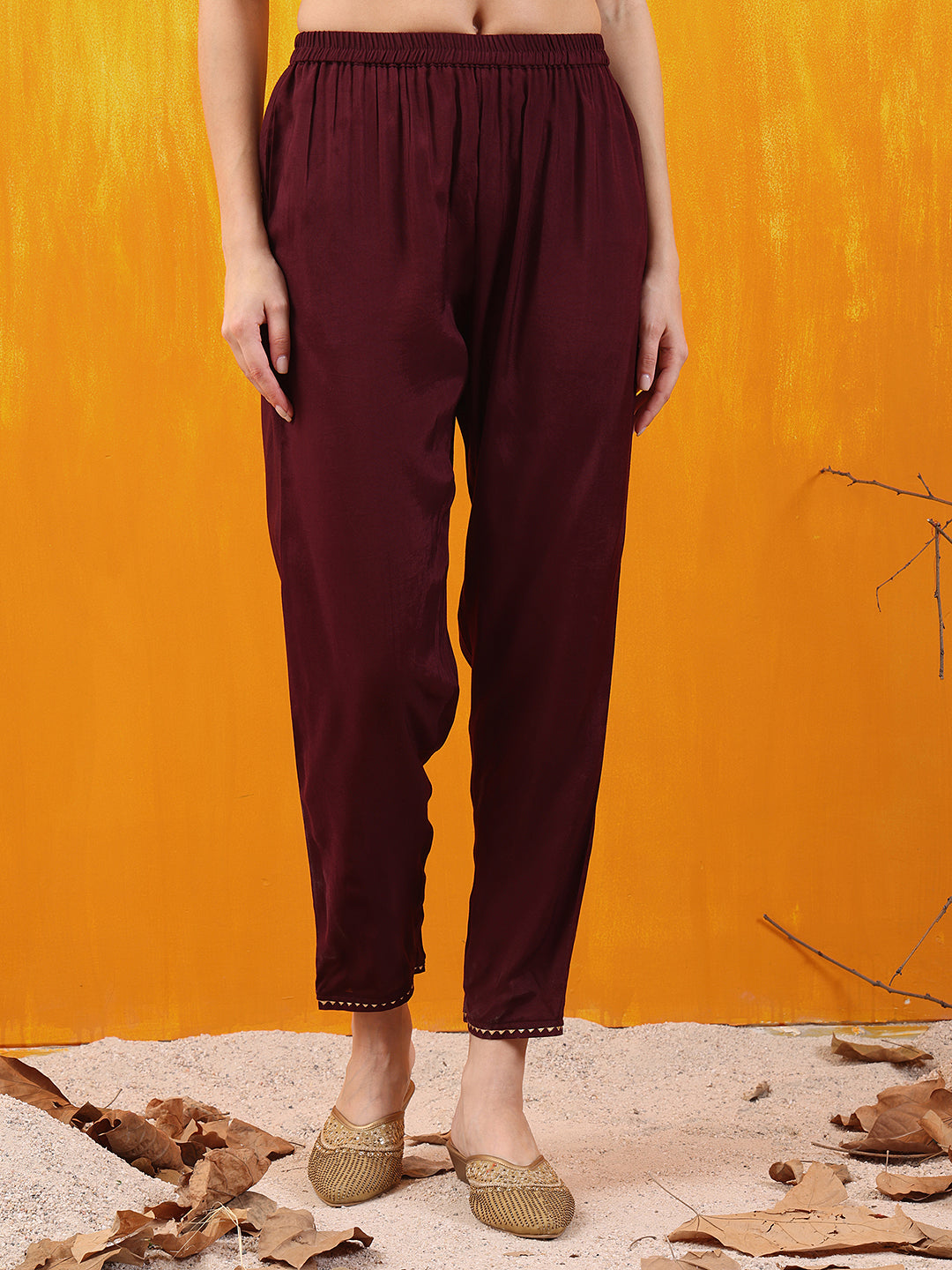 Alia Cut Embroidered Silk Blend Kurta With Pant & Dupatta, Wine - Hiral Fashion
