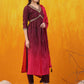 Alia Cut Embroidered Silk Blend Kurta With Pant & Dupatta, Wine - Hiral Fashion
