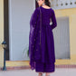 Alia Cut Embroidered Kurta With Pant & Dupatta, Purple - Hiral Fashion