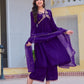 Alia Cut Embroidered Kurta With Pant & Dupatta, Purple - Hiral Fashion
