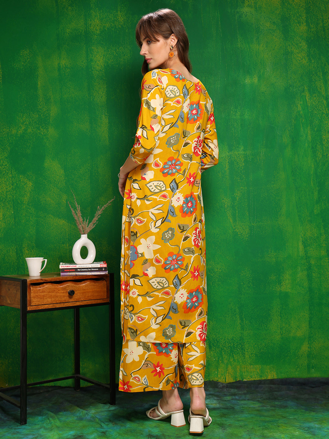 Botanical Printed Co Ords Set, Yellow - Hiral Fashion
