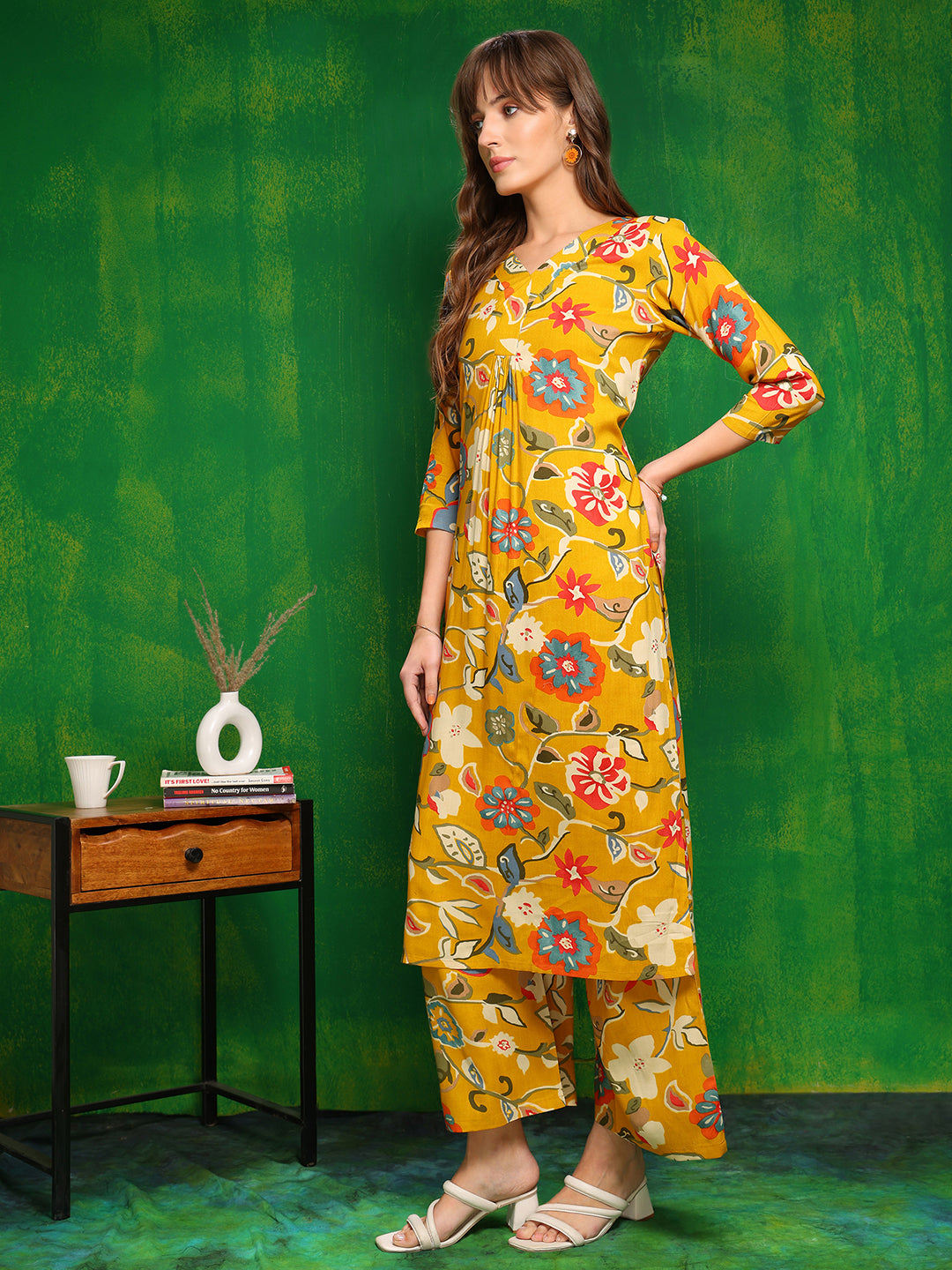 Botanical Printed Co Ords Set, Yellow - Hiral Fashion