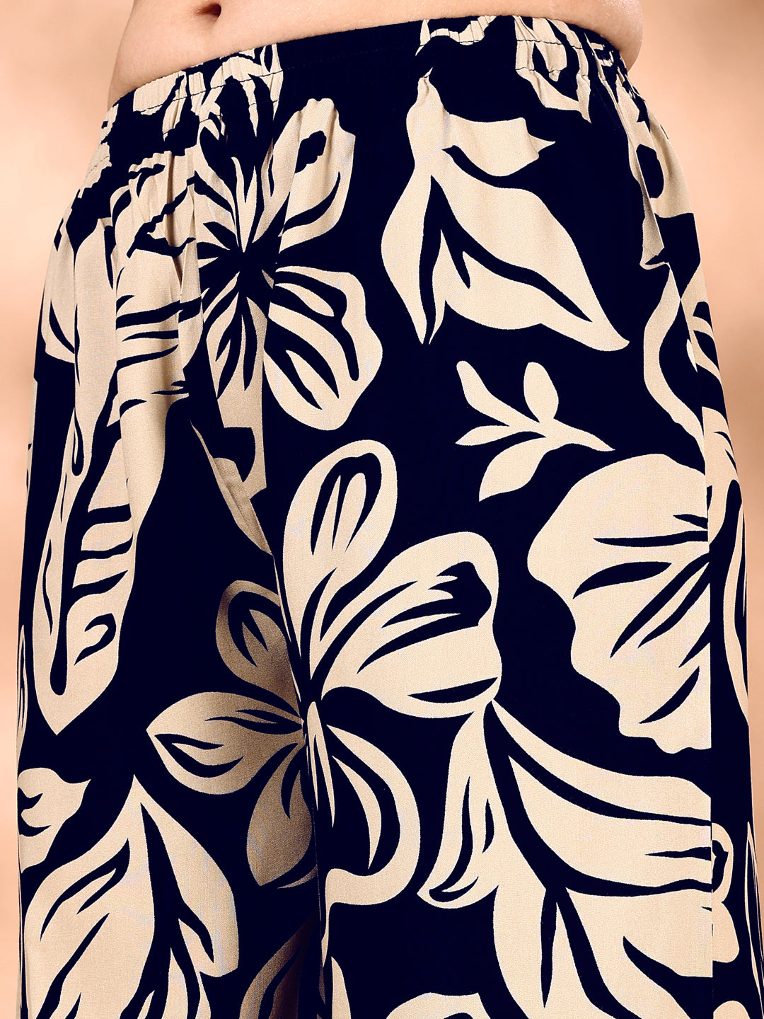 Botanical Printed Co Ords Set, Navy Blue - Hiral Fashion