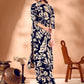 Botanical Printed Co Ords Set, Navy Blue - Hiral Fashion