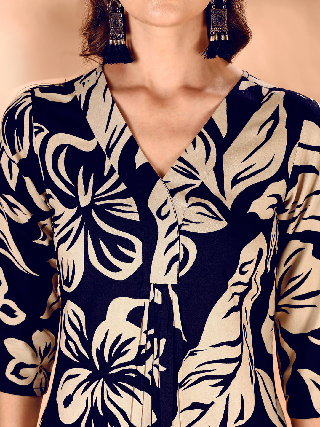 Botanical Printed Co Ords Set, Navy Blue - Hiral Fashion