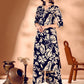Botanical Printed Co Ords Set, Navy Blue - Hiral Fashion