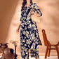 Botanical Printed Co Ords Set, Navy Blue - Hiral Fashion