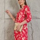 Botanical Printed Kurta With Palazzo Co-Ords Set, Pink - Hiral Fashion