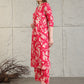 Botanical Printed Kurta With Palazzo Co-Ords Set, Pink - Hiral Fashion