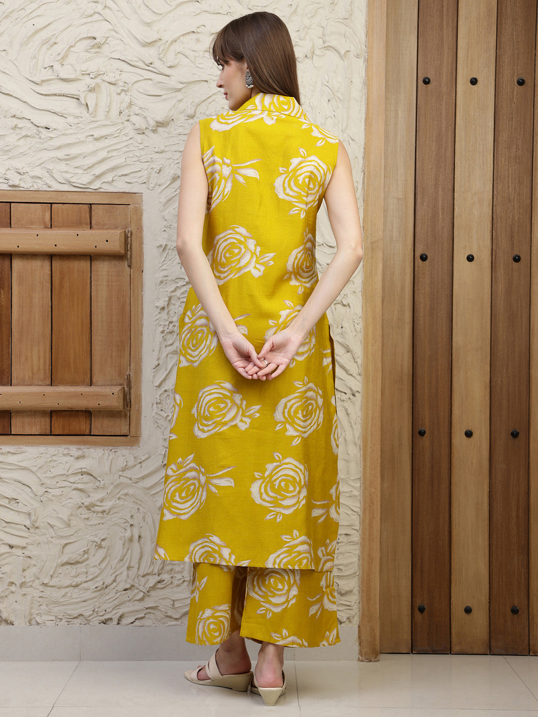 Botanical Printed Co Ords Set, Mustard - Hiral Fashion