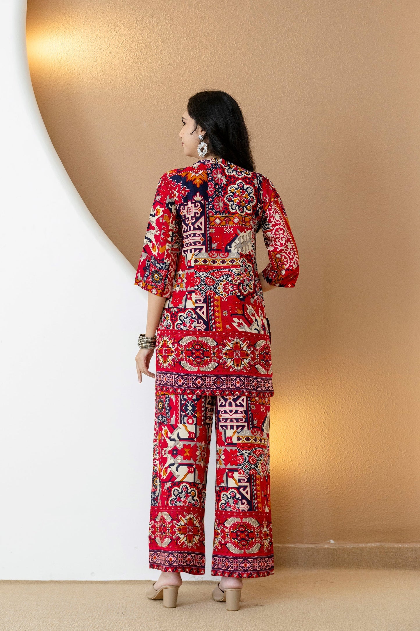 Boho Printed Co-Ord Set, Pink - Hiral Fashion