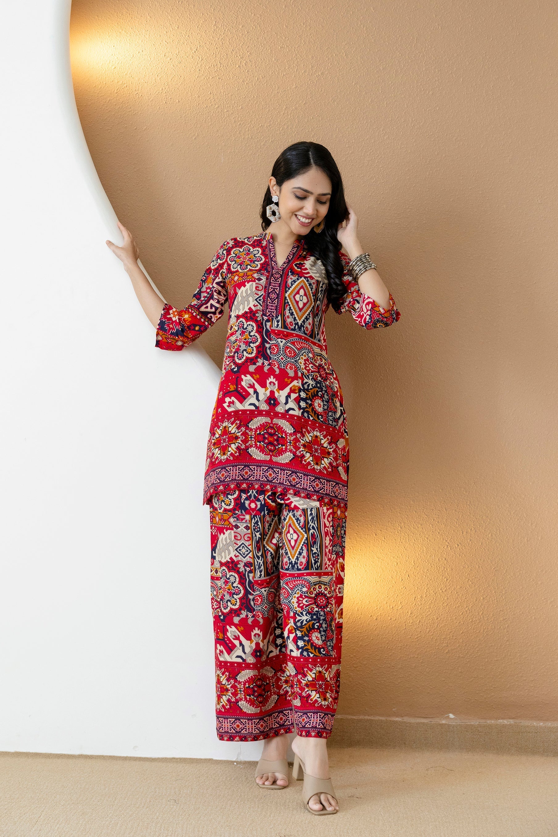 Boho Printed Co-Ord Set, Pink - Hiral Fashion