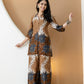 Animal & Floral Motifs Printed Ethnic Co-Ord Set, Brown - Hiral Fashion
