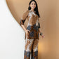 Animal & Floral Motifs Printed Ethnic Co-Ord Set, Brown - Hiral Fashion