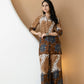 Animal & Floral Motifs Printed Ethnic Co-Ord Set, Brown - Hiral Fashion