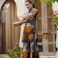 Animal & Floral Motifs Printed Ethnic Co-Ord Set, Grey - Hiral Fashion