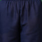 Applique Placement Embroidered Kurta With Pant & Dupatta, Navy Blue - Hiral Fashion