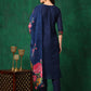 Applique Placement Embroidered Kurta With Pant & Dupatta, Navy Blue - Hiral Fashion
