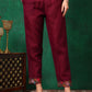 Applique Placement Embroidered Kurta With Pant & Dupatta, Wine - Hiral Fashion