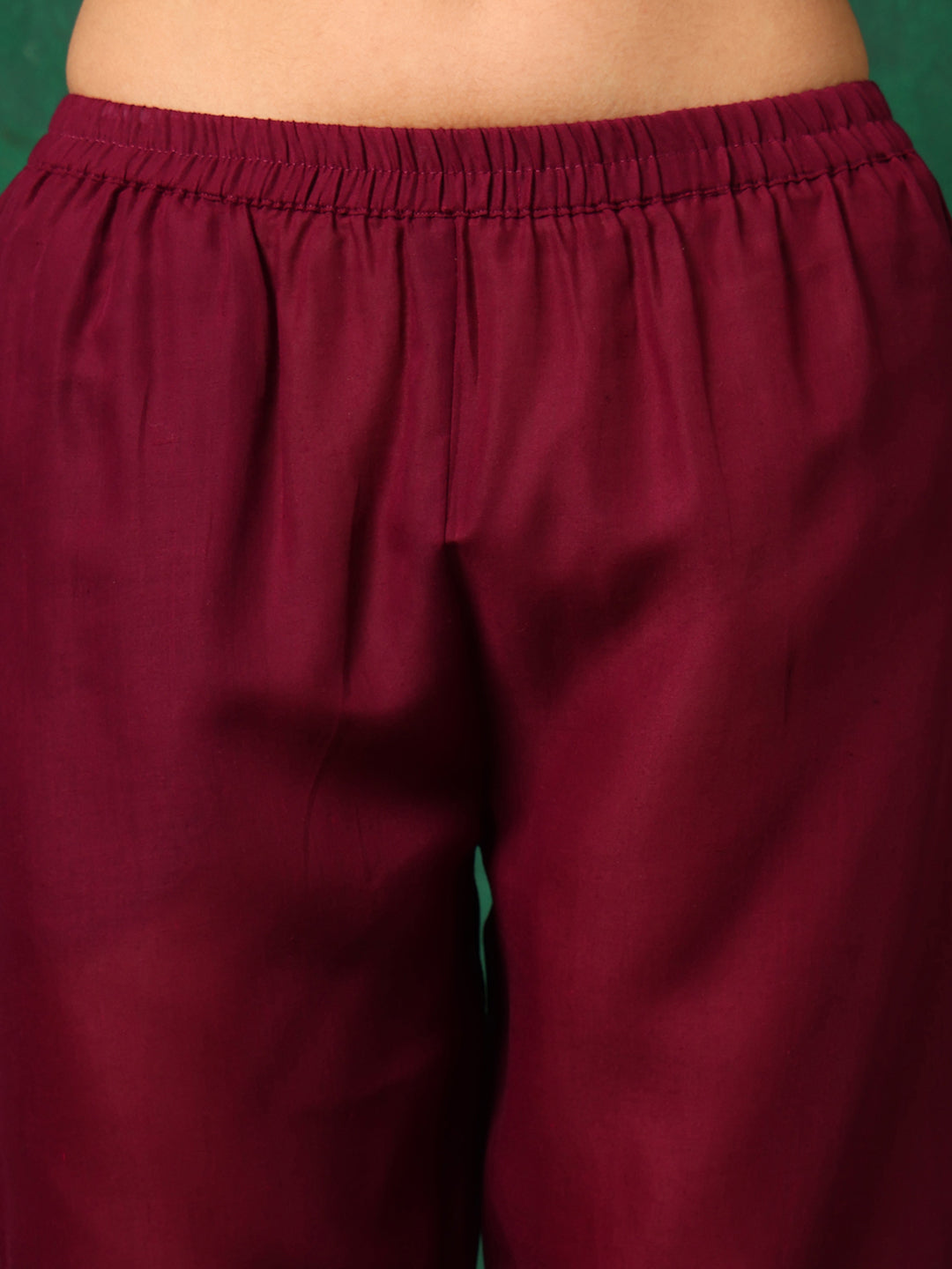 Applique Placement Embroidered Kurta With Pant & Dupatta, Wine - Hiral Fashion