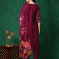 Applique Placement Embroidered Kurta With Pant & Dupatta, Wine - Hiral Fashion