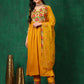 Aline Embroidered Kurta With Pant & Embroidered Dupatta, Mustard - Hiral Fashion