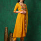 Aline Embroidered Kurta With Pant & Embroidered Dupatta, Mustard - Hiral Fashion