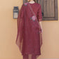 Aline Embroidered Kurta With Pant & Embroidered Dupatta, Rust - Hiral Fashion
